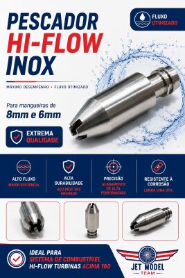 Pescador Hi-Flow Inox p/ Mangueiras 6mm e 8mm
