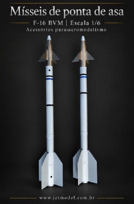 Kit Misseis Bvm Sidewinder Ponta Asas F-16 1/6 (1 Par Pintado)