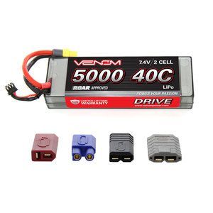 Bateria Lipo 5000mAh 7,4V 40C Hardcase (c/ 4 Adaptadores)