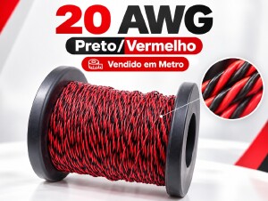 Fio Preto/Vermelho 20awg - 0.5mm2 Ideal p/ Trem de Pouso (vendido em Metro)
